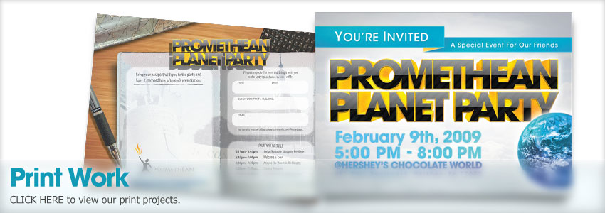 Print Projects - Image of Promethean Planet Party event post card design