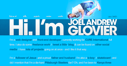 joelglovier.com site development and design